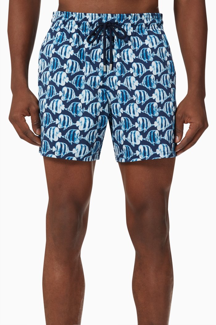 Moorise Batik Fishes Swim Shorts in Stretch-nylon, Blue