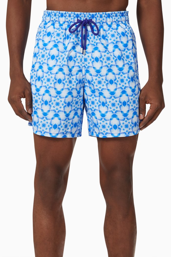 

Moorea Ikat Medusa Swim Shorts in Recycled Nylon, Blue