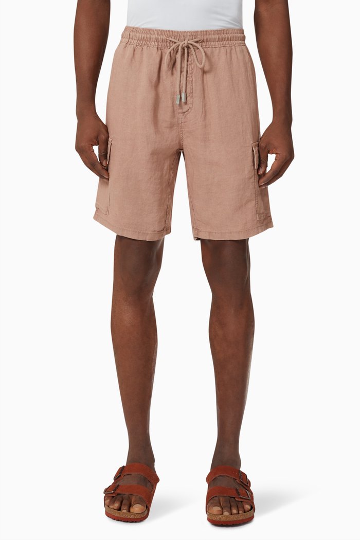 

Baie Dyed Bermuda Shorts in Linen, Orange