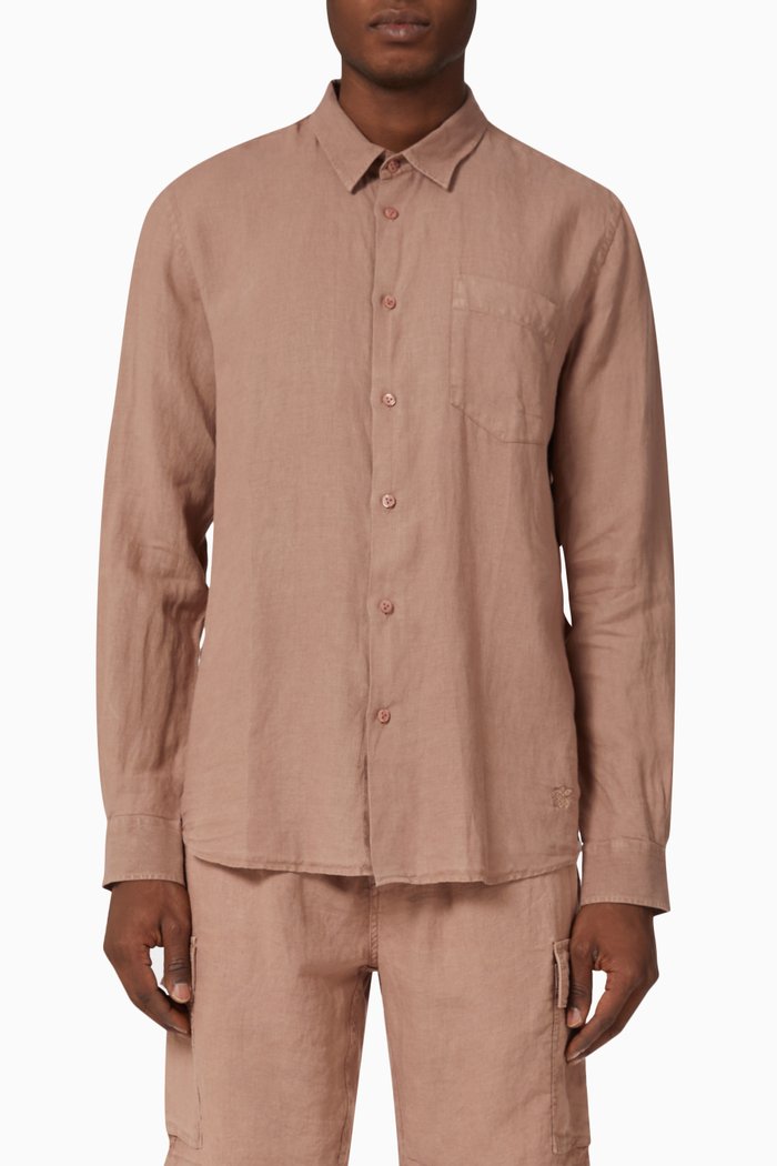 

Caroubis Bio-dyed Shirt in Linen, Orange