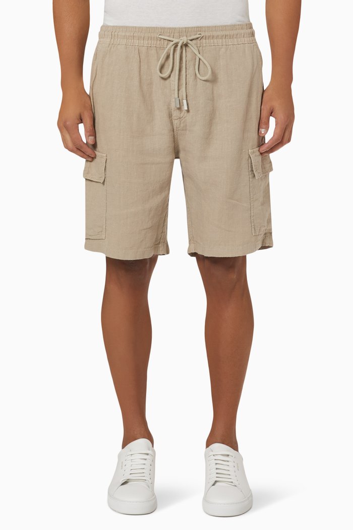 Cargo Bermuda Shorts in Linen, Neutral
