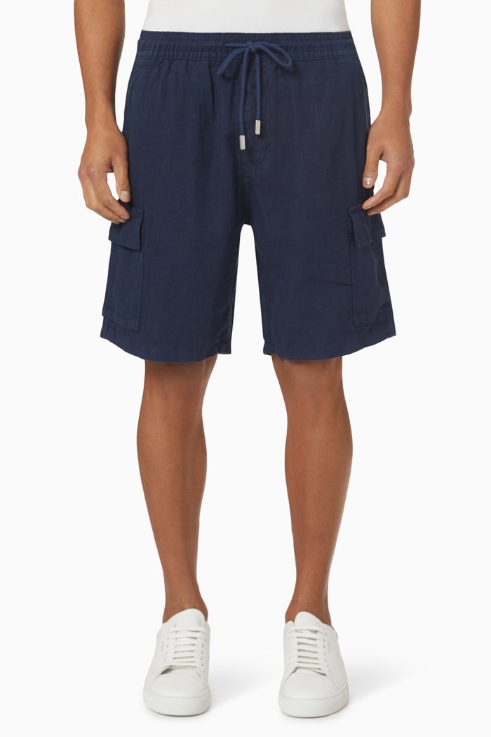 

Bermuda Shorts in Linen, Blue