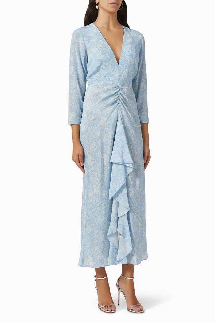

Rose Midi Dress in Silk, Blue