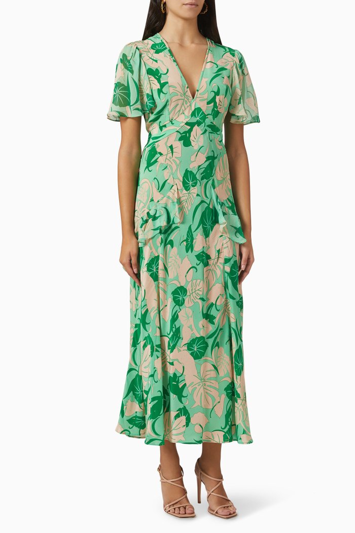 

Evie Midi Dress in Silk, Green