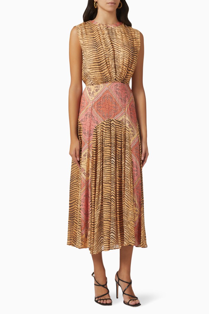 

Coralie Midi Dress in Viscose, Brown