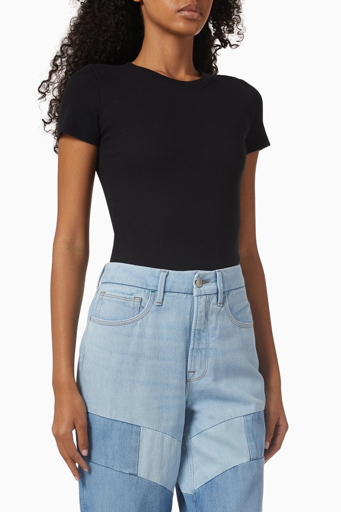 

Ribbed Bodysuit in Organic Cotton, Black