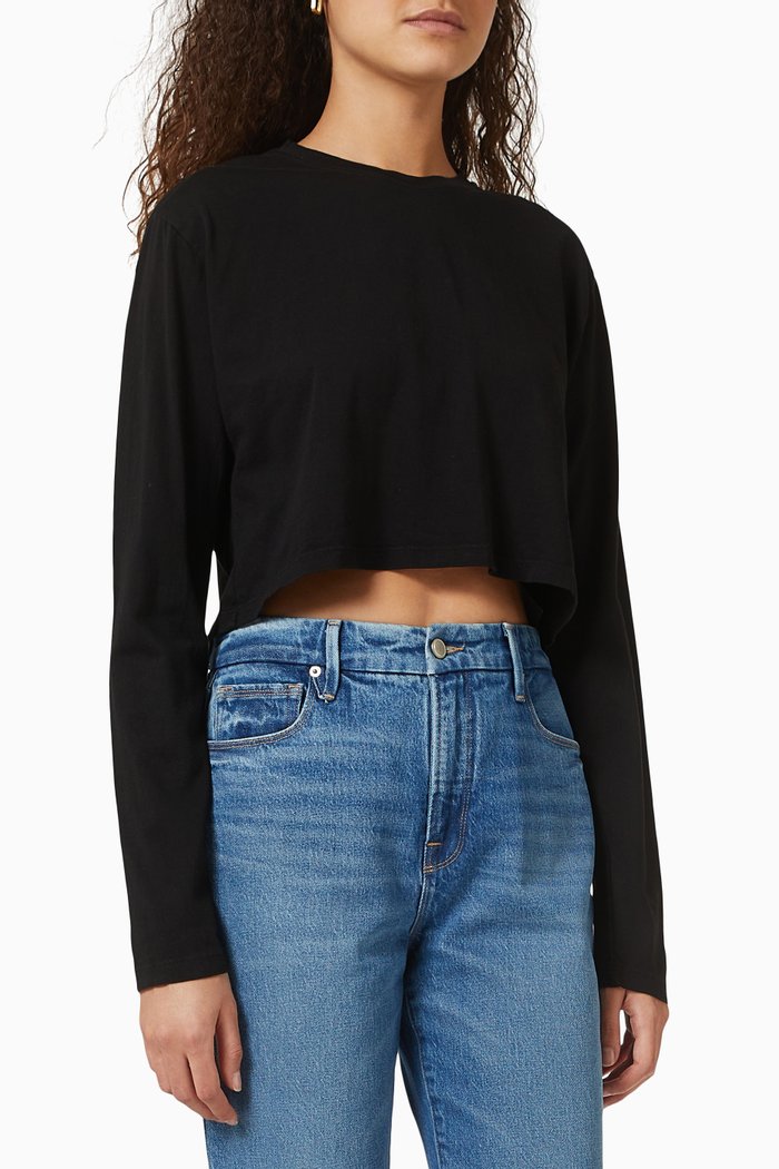 

Boxy Crop T-shirt in Supima Cotton, Black