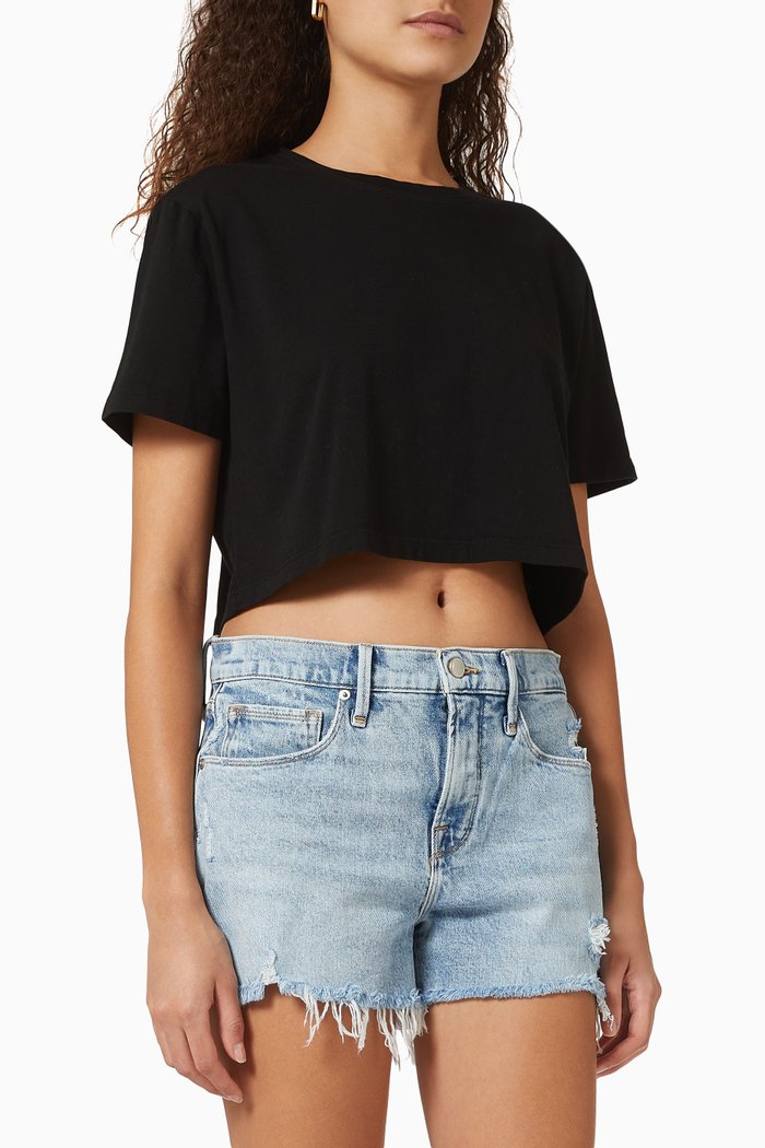 

Boxy Crop T-shirt in Supima Cotton, Black