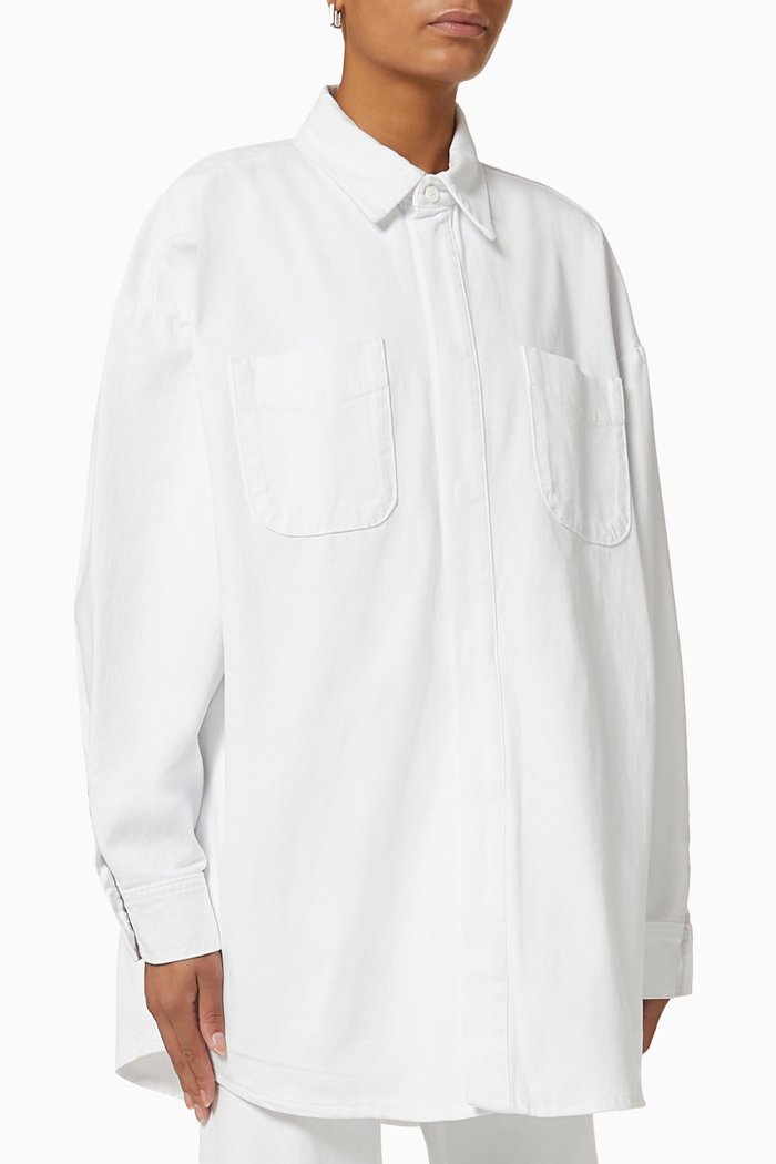 

Denim Shacket in Recycled Cotton, White