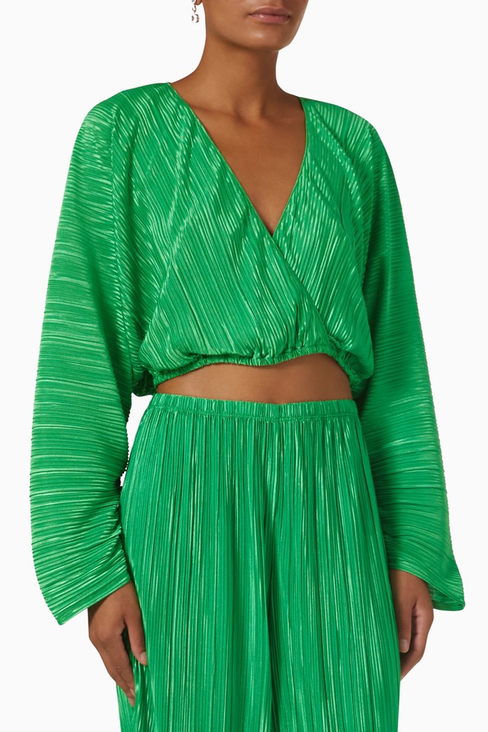 

Always Fits Plissé Sculpted Top, Green