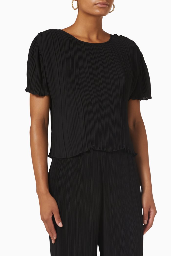 Always Fits Plissé Top, Black