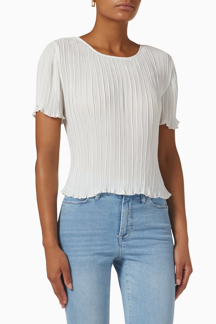 Always Fits Plissé Top, White
