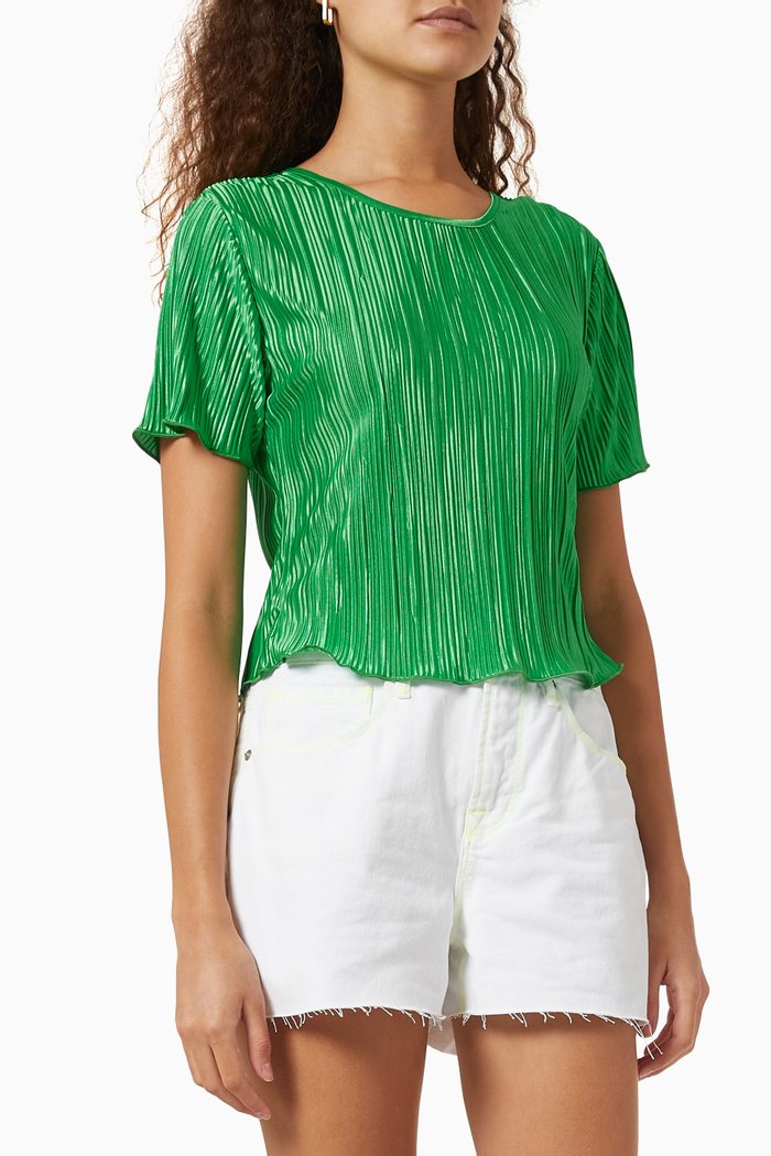 

Always Fits Plissé Top, Green