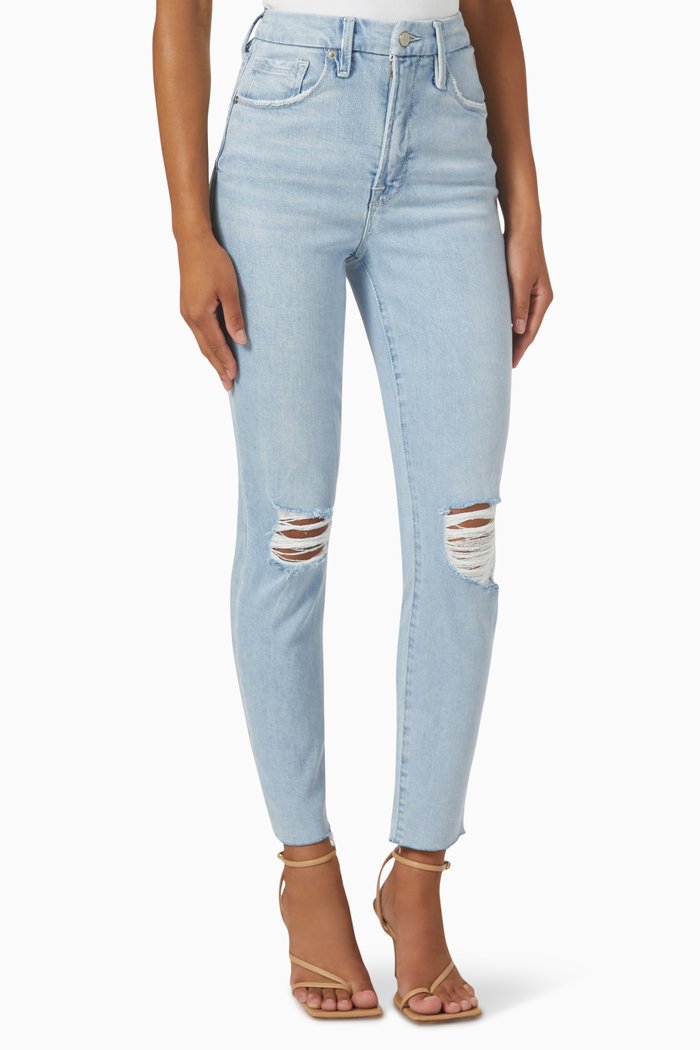 

Good Legs Crop Raw Hem Jeans, Blue