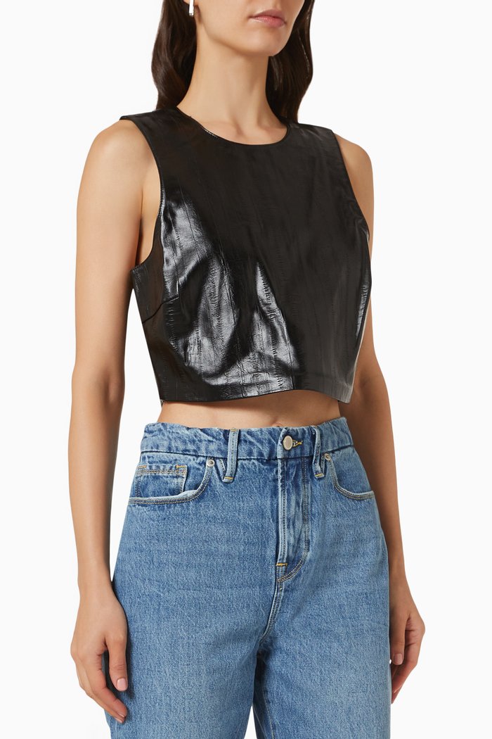 

Leather Crop Top, Black