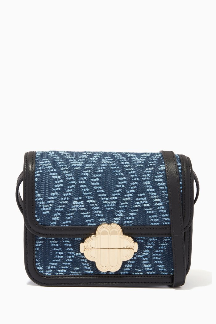 

Clover Clasp Shoulder Bag in Canvas, Blue