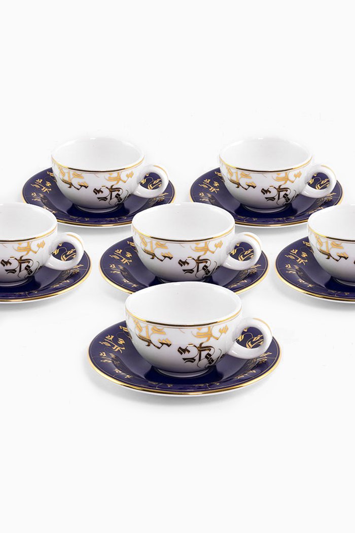 

Patterned Teacups & Saucers, Set of 6, Multicolour