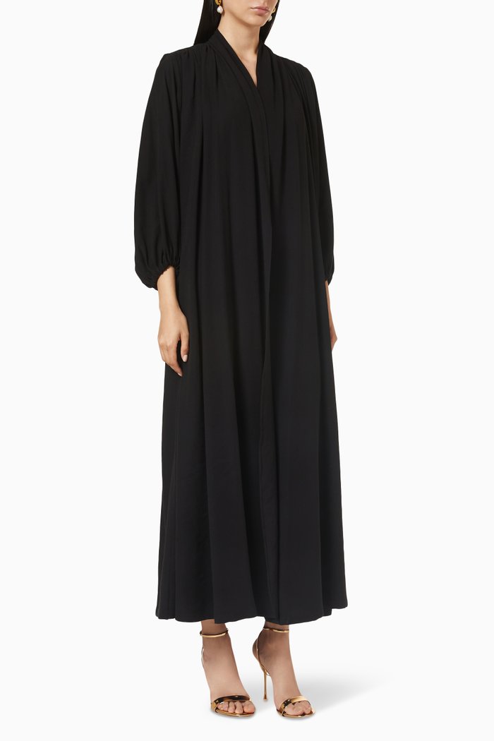 

Padded Shoulder Abaya in Cotton, Black