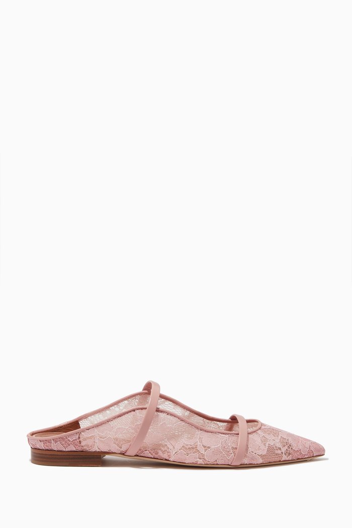 

Maureen Flats in Lace Mesh & Nappa, Pink