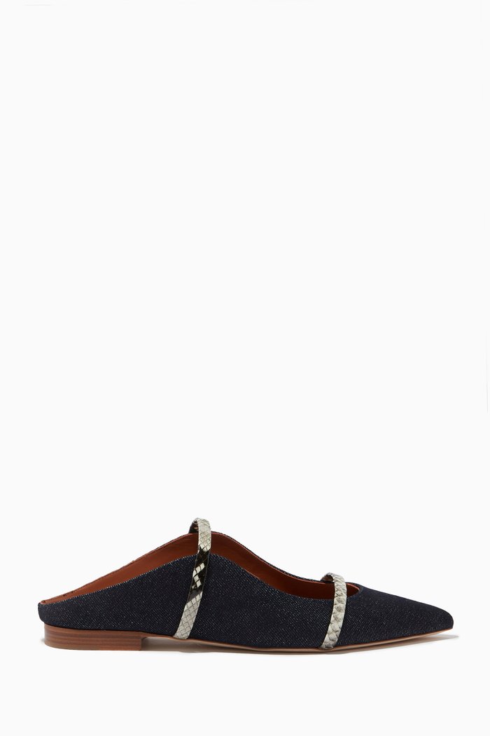 

Maureen Flats in Eco Denim & Elaphe, Blue