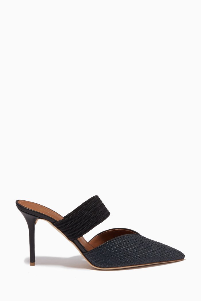 

Maisie 45mm Mule Sandals in Raffia, Black