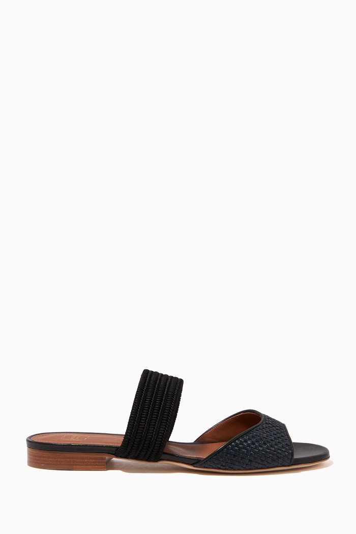 

Milena Flat Sandals in Raffia, Black