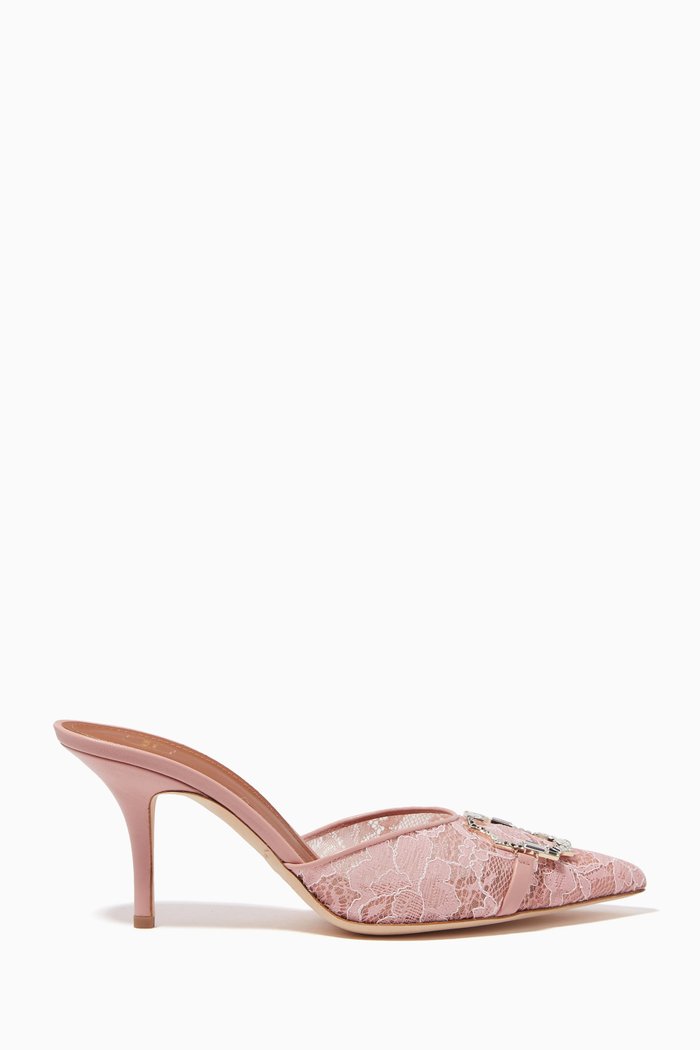 

Missy 70 Mules in Lace Mesh & Nappa, Pink