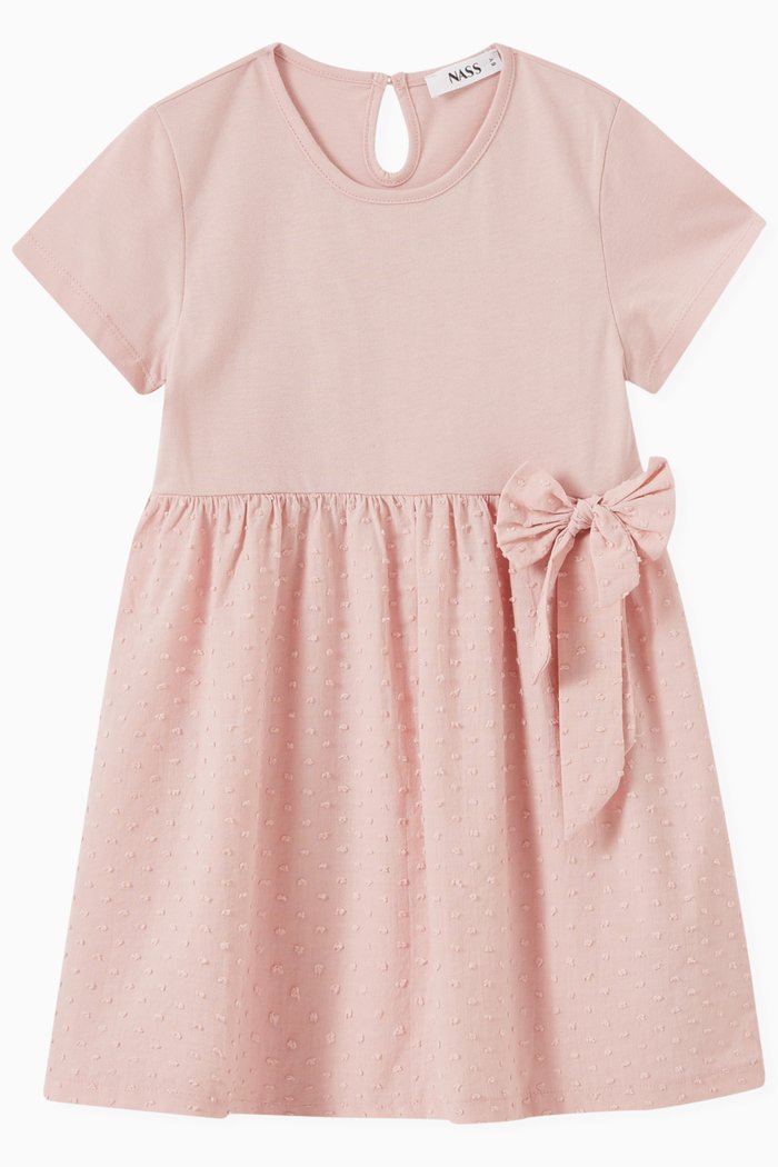 

Pauline Bow Dress in Cotton, Pink
