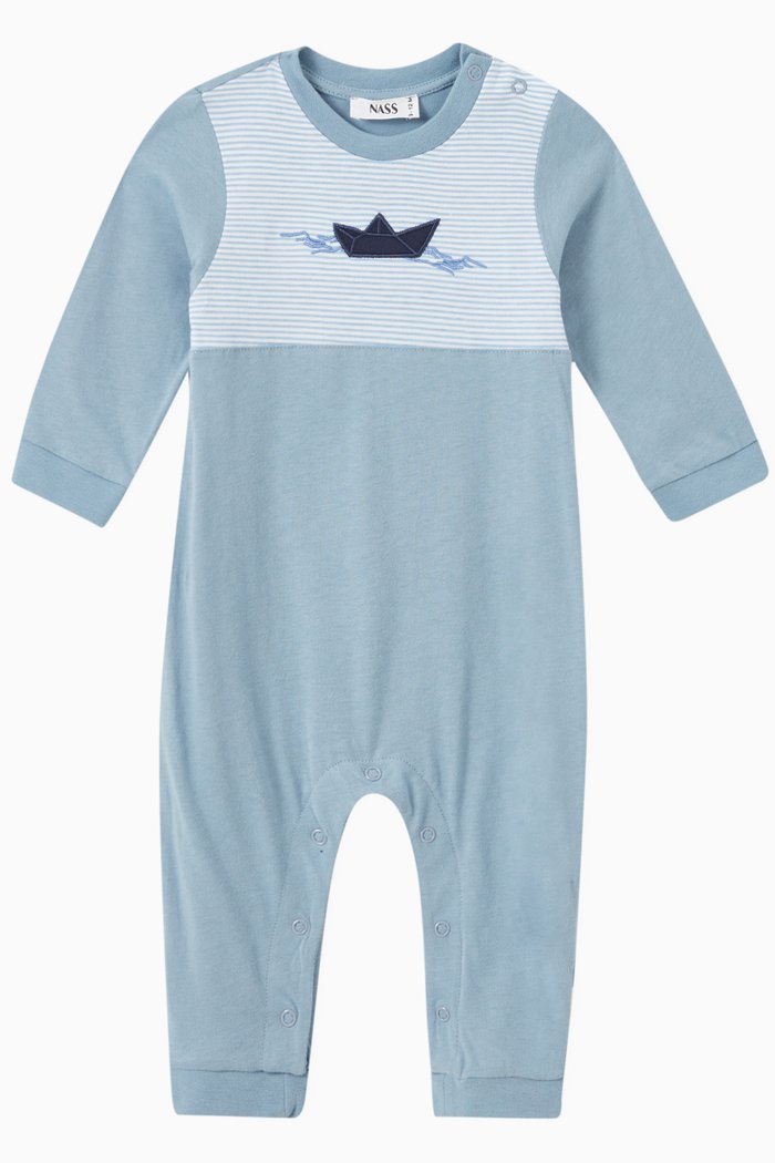 

Nathan Boat Romper in Cotton, Blue