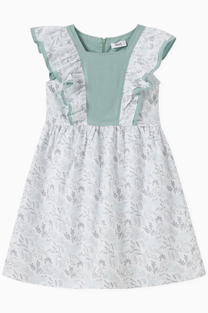 

Silvene Frilled Dress in Swiss Dot Cotton, White