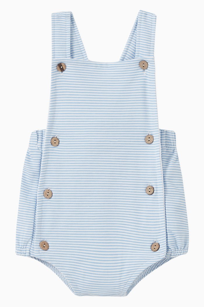 Oliver Striped Romper in Cotton, Blue