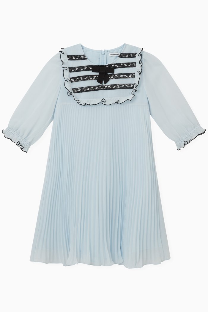 

Contrast Bib Dress in Chiffon, Blue