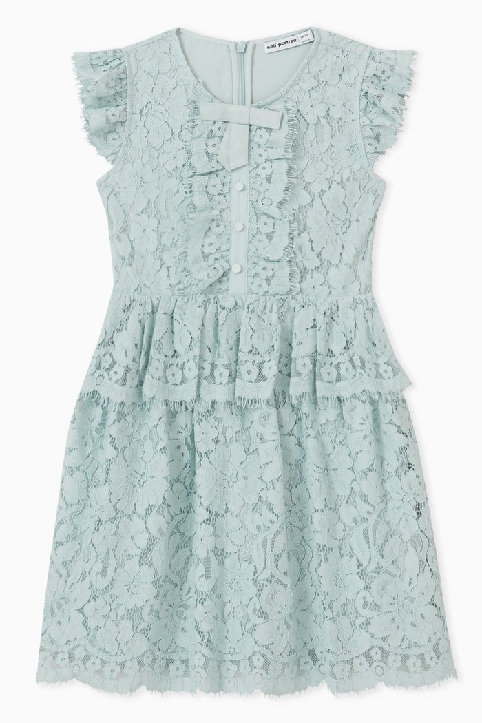 

Bow Lace Dress in Cotton Blend, Green