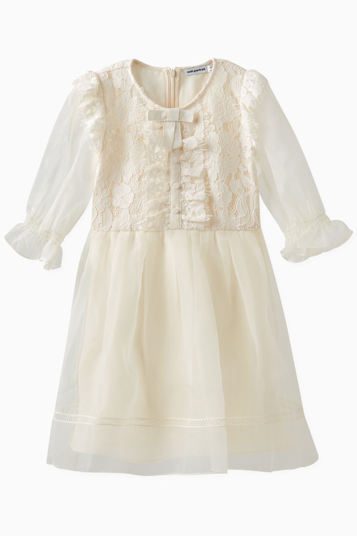 

Organza Puff Sleeve Dress, Neutral