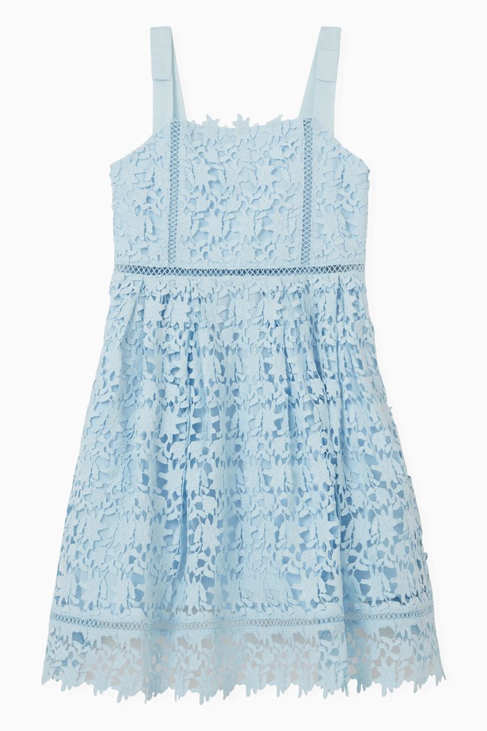 Azaelea Bow Detail Dress in Lace, Blue