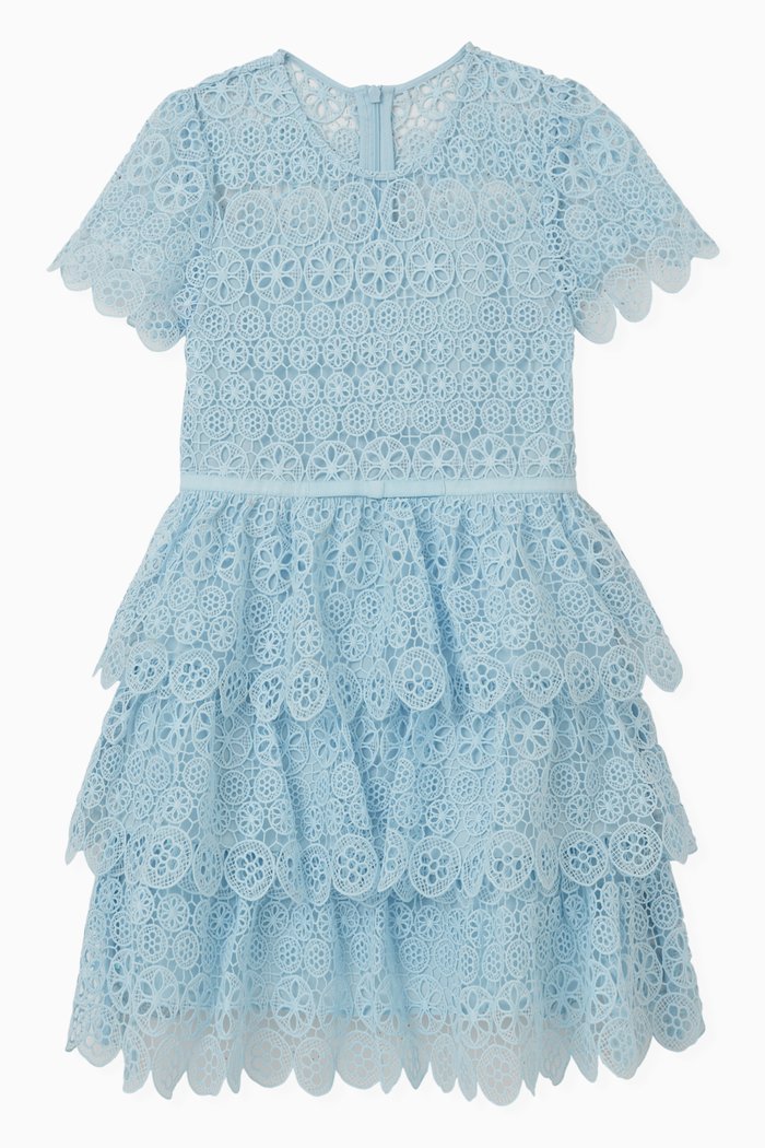 

Guipure Circle Dress in Lace, Blue