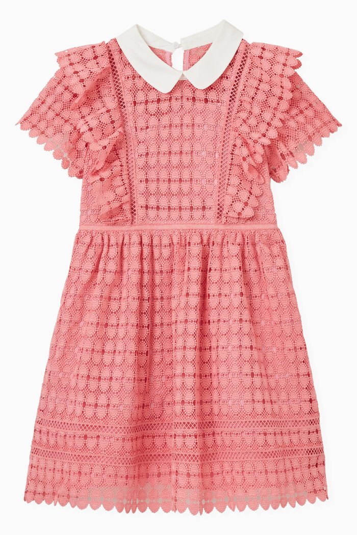 Heart Motif Dress in Lace, Pink