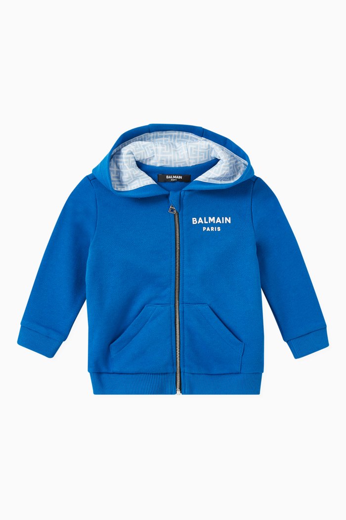 

Logo Print Hoodie in Cotton, Blue