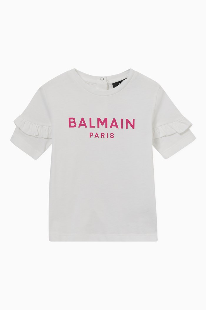 

Ruffle Detail T-Shirt in Jersey, White