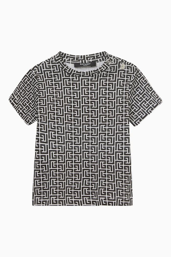 

Monogram Print T-Shirt in Jersey, Black