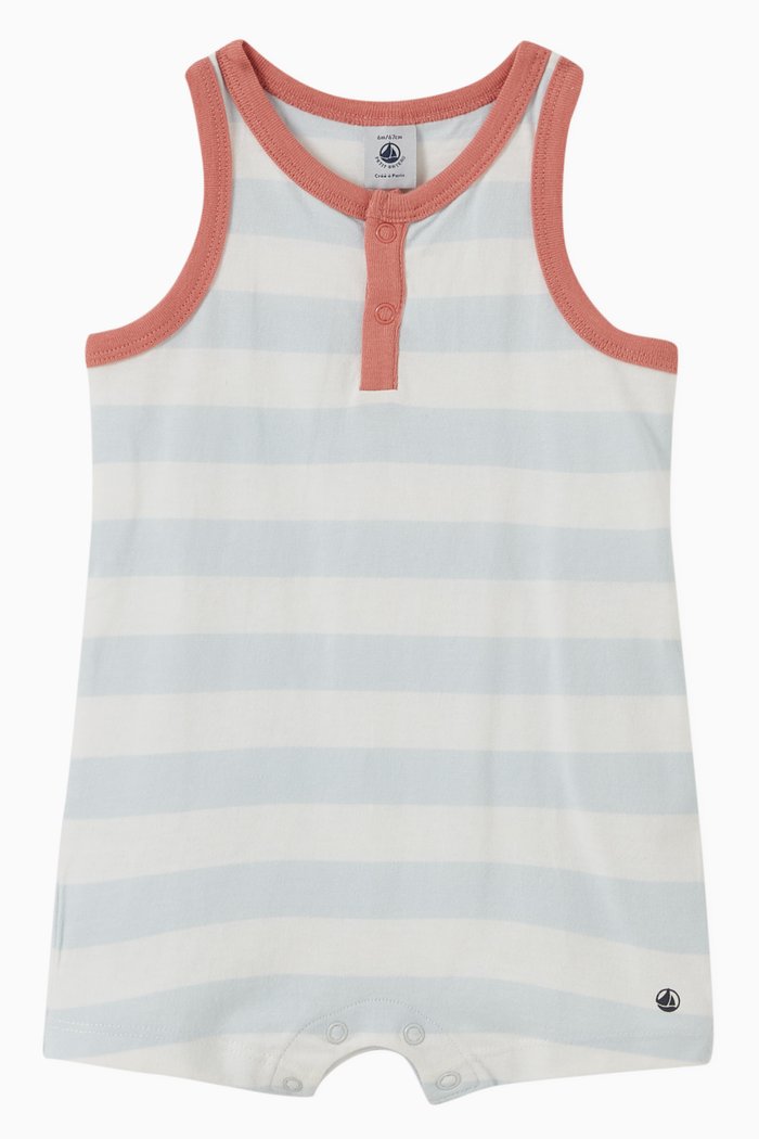 

Striped Jersey Romper, Blue