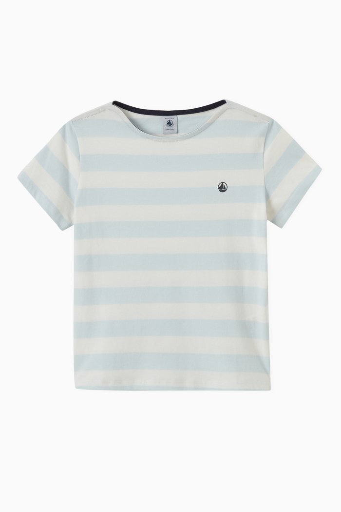 

Striped Logo T-shirt in Cotton, Blue