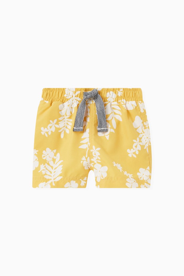 

Floral Print Swim Shorts, Yellow