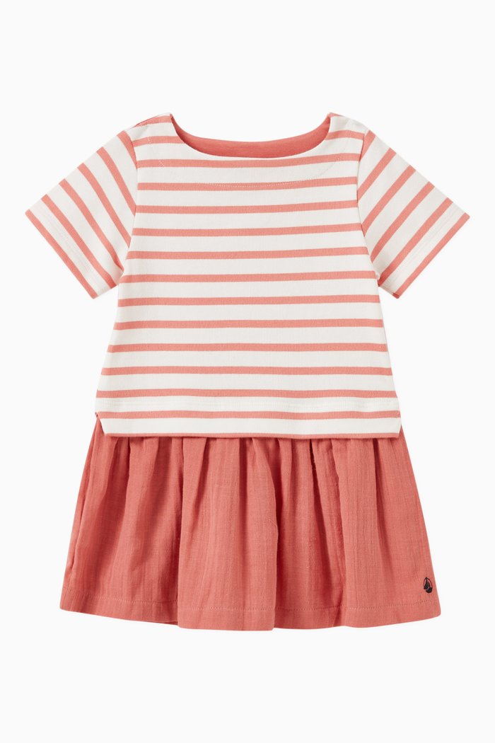 Striped Dress in Cotton, Pink
