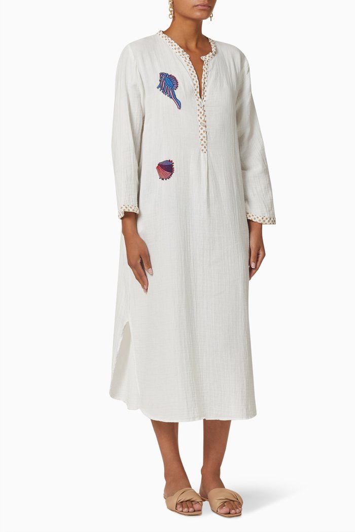 

Rio Midi Dress in Embroidered Cotton, White