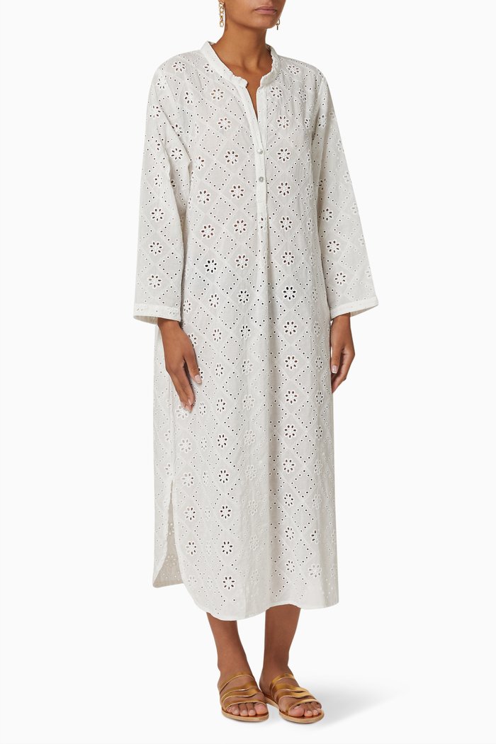 

Cesme Midi Dress in Embroidered Cotton, White