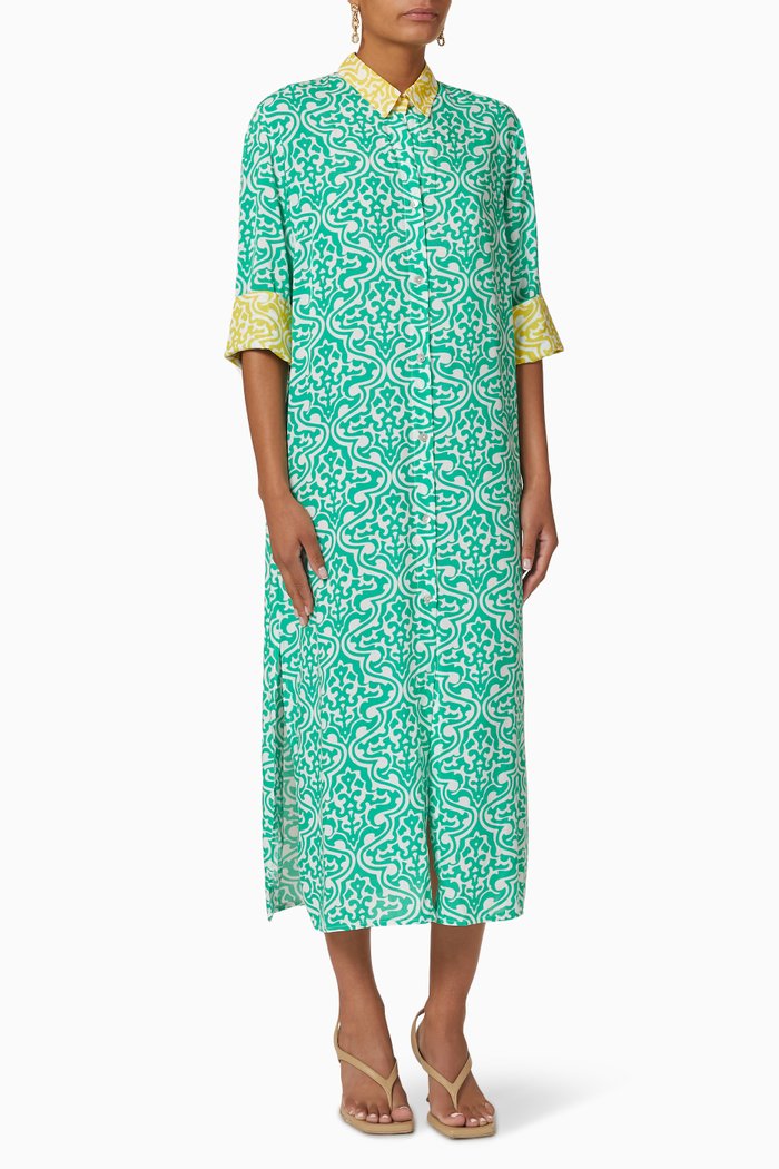 

Positano Midi Dress in Viscose, Green