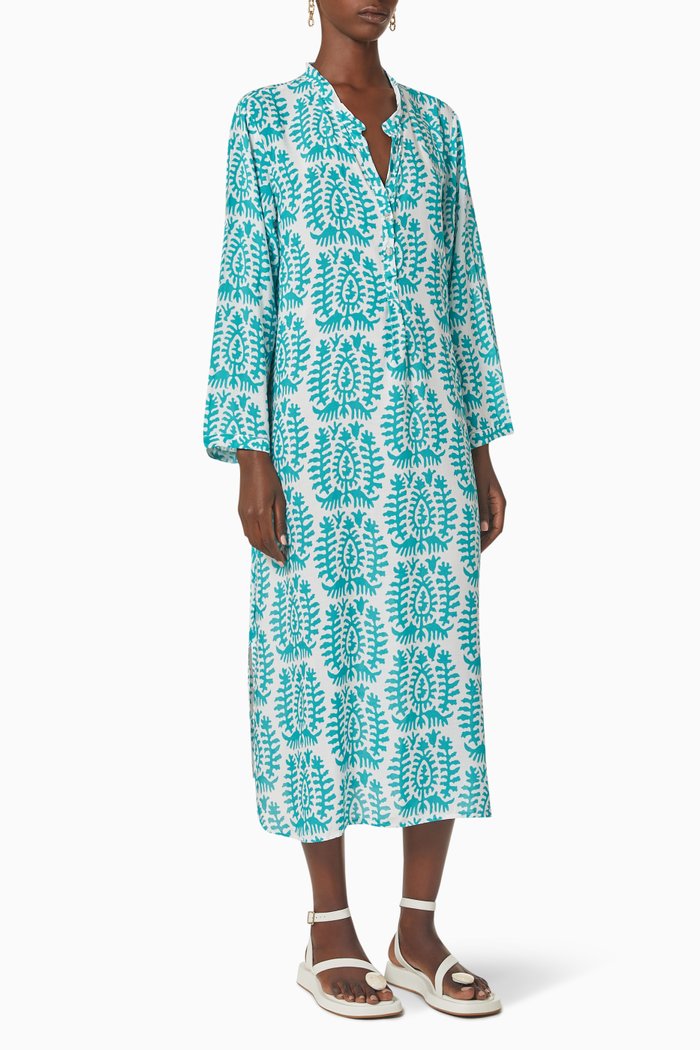 Dubai Midi Dress in Viscose, Blue