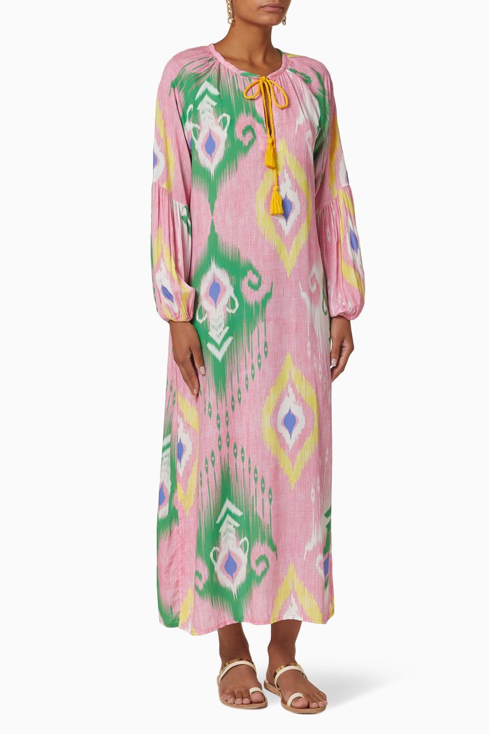

Mexico Midi Dress in Cotton Voile & Viscose, Pink