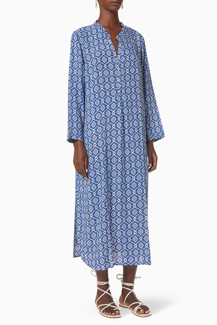 

Dubai Midi Dress in Viscose, Blue